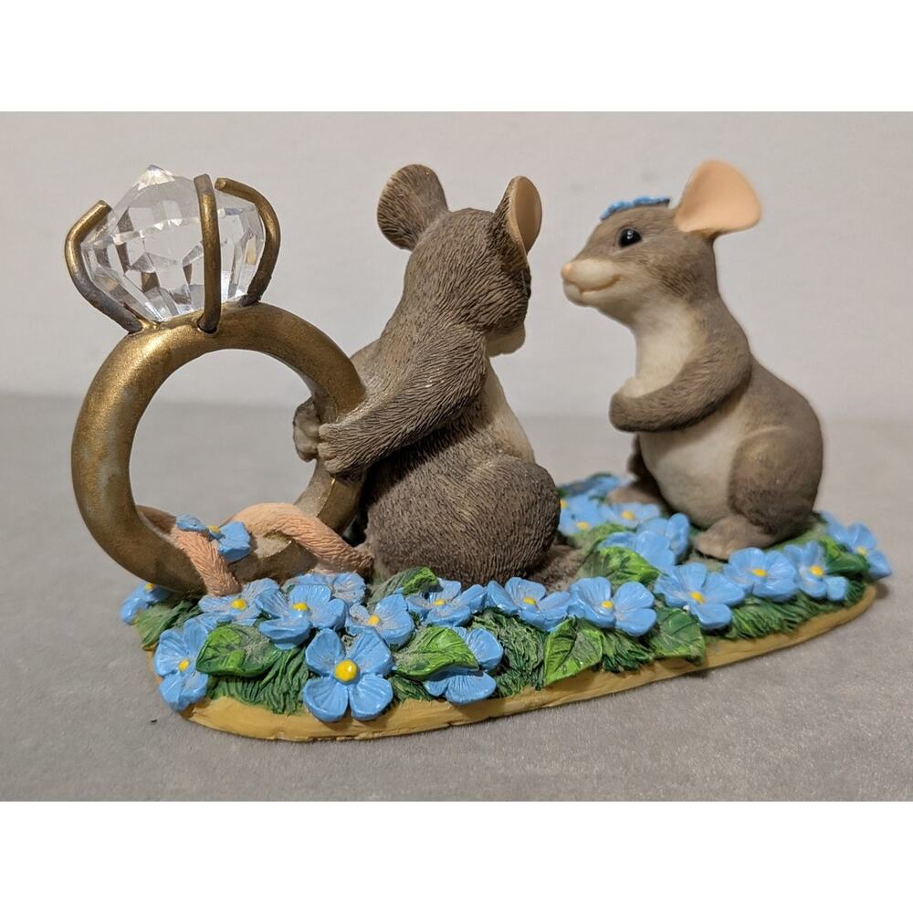 Vtg Charming Tails I Have A Question For You Figurine 89/603 Proposal Ring Mice - Picture 4 of 11